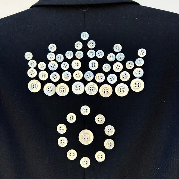 Vintage 90s Escada Margaretha Ley Black Blazer Buttons Wool Jacket 36 Couture 4 - Picture 7 of 13